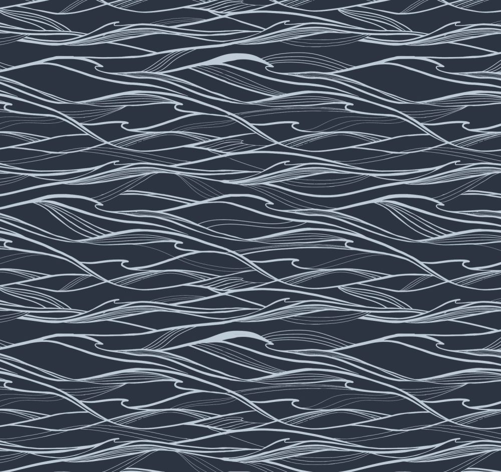 California Waves in Calming Deep Navy Wallpaper